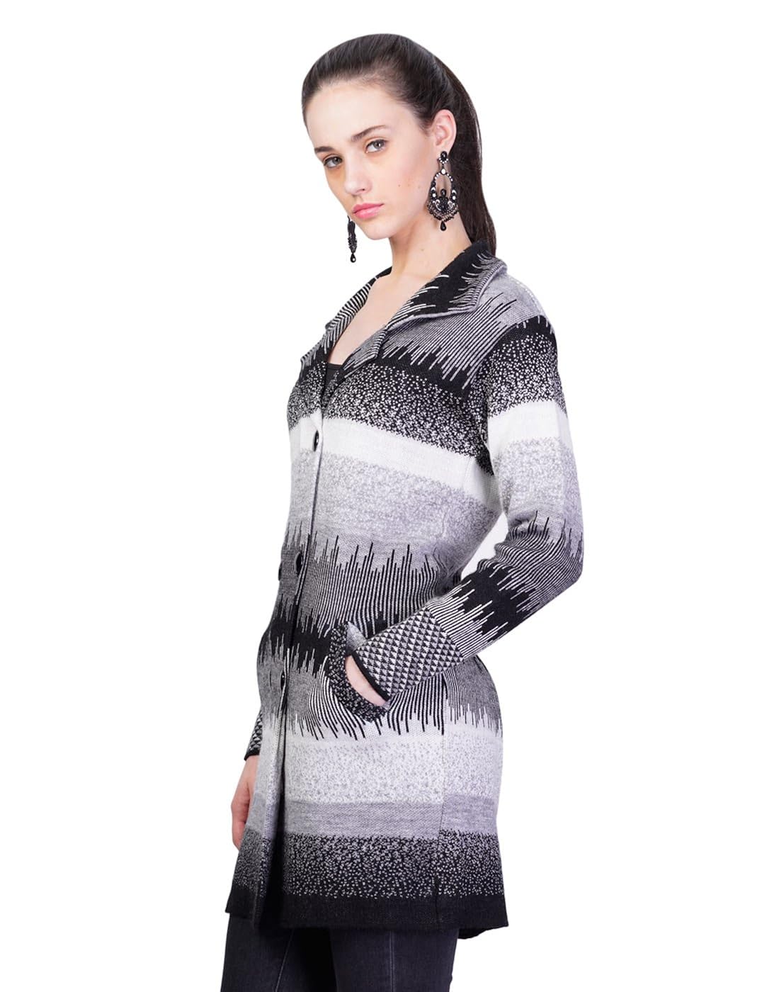 montrex black designer long coat for women