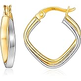 10k Two-Tone Gold Hoop in White & Yellow | Hypoallergenic & Real Gold Hoops by MAX + STONE
