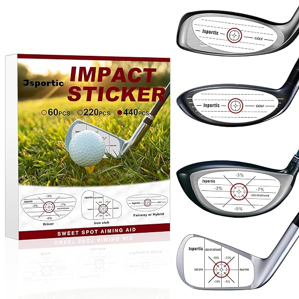 JSPORTIC GOLF IMPACT TAPE CLEAR GOLF CLUB STICKERS FOR ACCURATE BALL STRIKING STICKY GOLF PRO CLUB SWEET SPOT ANALYSIS IMPROVES SKILLS QUALITY TRAINING AID FOR GOLF BEGINNERS AND FANS 440 PACK