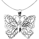 Butterfly Sterling Silver Pendant Necklace
