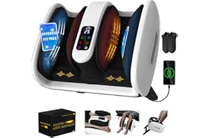 SUMELL Foot Massager with Heat & Ice Therapy-FSA HSA Eligible-Shiatsu Foot Massager for Neuropathy, Circulation, Plantar Fasciitis Pain Relief-Deep Kneading Rolling, Gel Packs+Footmuffs Offered-White