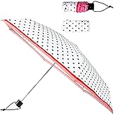 Kate Spade New York Mini Umbrella with Storage Sleeve, Compact for Backpack or Car