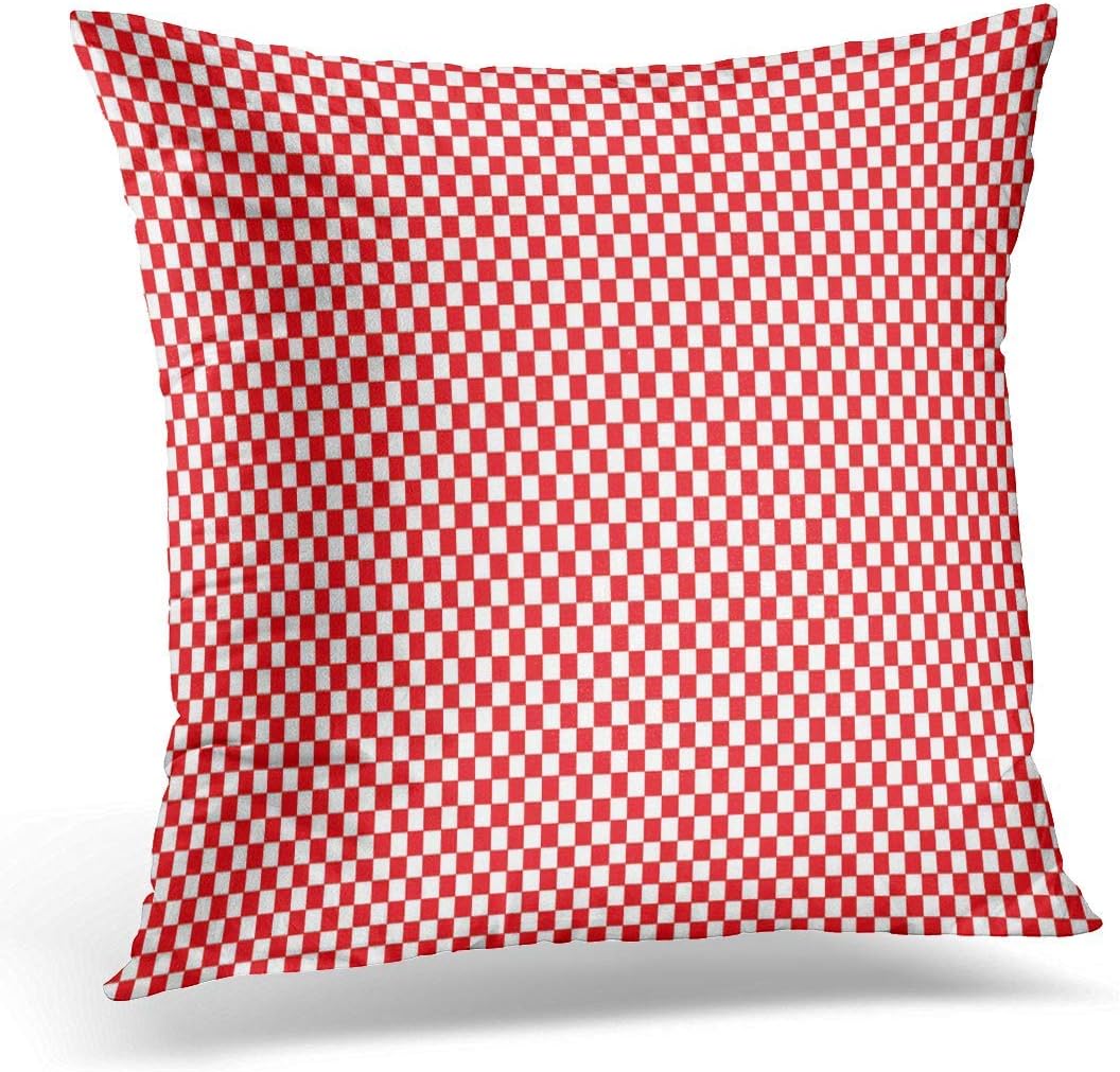 N\A Throw Pillow Cover Checkerboard Gray Checker Squares Red and White