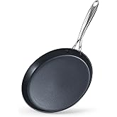 Cooks Standard Crepe Pan Hard Anodized Ceramic Nonstick Pancake Pan, 10.5-inch Griddle Dosa Tawa Tortilla Skillet Pan Induction Cookware, Black