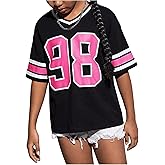 SOLY HUX Girl's Number Graphic Tees Y2k Jersey Shirts V Neck Half Sleeve Loose Summer T Shirt Tops