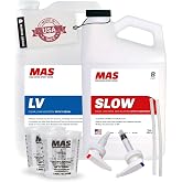 MAS Epoxies 2:1 Non-Blushing Marine Epoxy Resin Kit (1.5 Gal, Slow) | High Performance Non-Blushing Self-Leveling Hardener for Boat and Wood Repair, Fiberglass Repair Kit with Cups and Pumps
