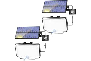 Peasur 2 Pack Solar Motion Lights Outdoor, 318 LED Solar Security Light with 3 Modes, IP65 Waterproof Powered Flood Lights for Outside Garden Patio Garage Yard Backyard