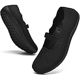 DEXJEWU Women's Wide Toe Box Flats Knit Mary Jane Ballet Flats Wide Width Walking Dressy Shoes with Arch Support Comfortable