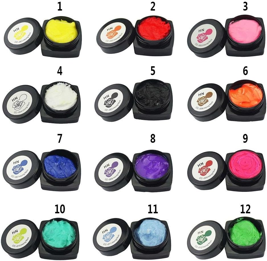 12 Colors 3D Carved Glue Sculpture Phototherapy Painting Carved Glue Gel Nail Art Modelling Tool