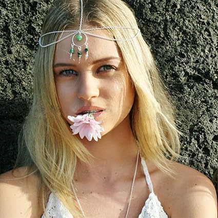 Amazon Com Fdesigner Turquoise Head Chain Gypsy Pendant Hair Band