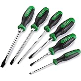 SK 6-Piece Slotted Screwdriver Set, Magnetic Screwdriver Set, S2 Steel | Heat-Treated Chrome Plating Shaft, Black Oxide Tip, SureGrip Handle