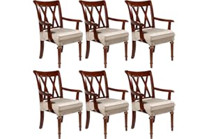 Havawish Large Velvet Dining Room Chair Seat Covers with Armrest Dining Chair Slip Covers Protectors(Taupe,6 Pcs)