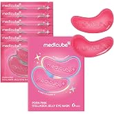 medicube Jelly Eye Mask PDRN Pink Collagen - Hydrogel Eye Patches, 6 Pairs | Eye Patches with PDRN, Collagen, NAD - For Puffy &amp; Tired Eyes, Firming for Look of Wrinkles &amp; Fine Lines, Korean Skincare