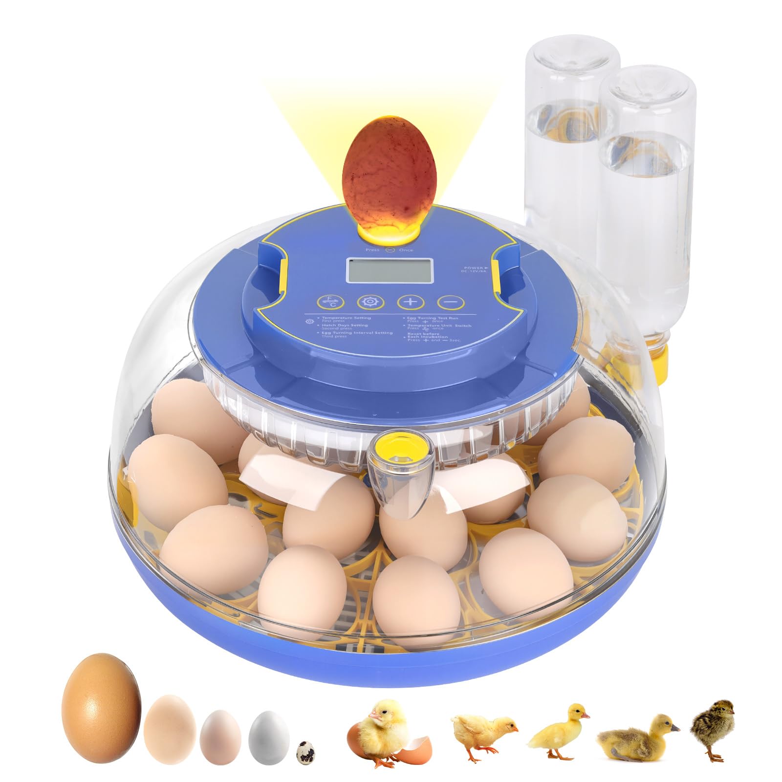 Photo 1 of 18 Egg Incubator, for Hatching Eggs with Automatic Egg Turner, Temperature & Humidity Control, Built-in Egg Candler, Ventilation, Incubation Days Display, for Chicken, Duck, Goose and Quail Eggs