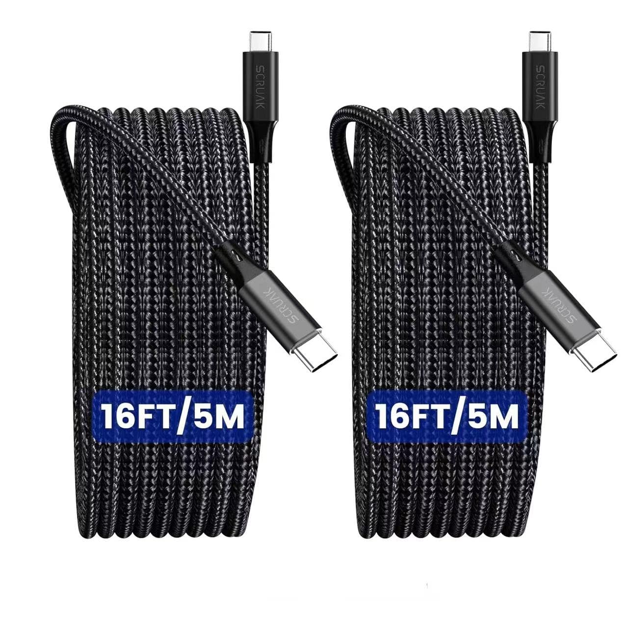 Photo 1 of 2-Pack Extra Long iPhone 16 17 Charger Cable 16Ft, 16 Feet USB C to C Cable Fast Charging Nylon Braided iPhone 16 17 USB C Charger Cord for iPhone 16/17 Air,16/17 Pro,16/17 Pro Max/iPad Pro/Air/Min6