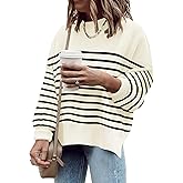 ETCYY Womens Oversized Sweaters Fall 2026 Fashion Clothes Trendy Batwing Sleeve Colorblock Striped Knit Pullover Tops
