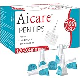 Pen Tips 32G x 4mm, Universal Fit, 100/bx, Comfortable, Extra-Thin