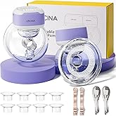 Wearable Breastfeeding Pump Hands Free of Long Battery Life, Portable Electric Wireless Breast Pump with 3 Modes and 9 Levels, LED Display, 16/18/20/22/24mm Flanges & Inserts, 2 Pack (Purple)