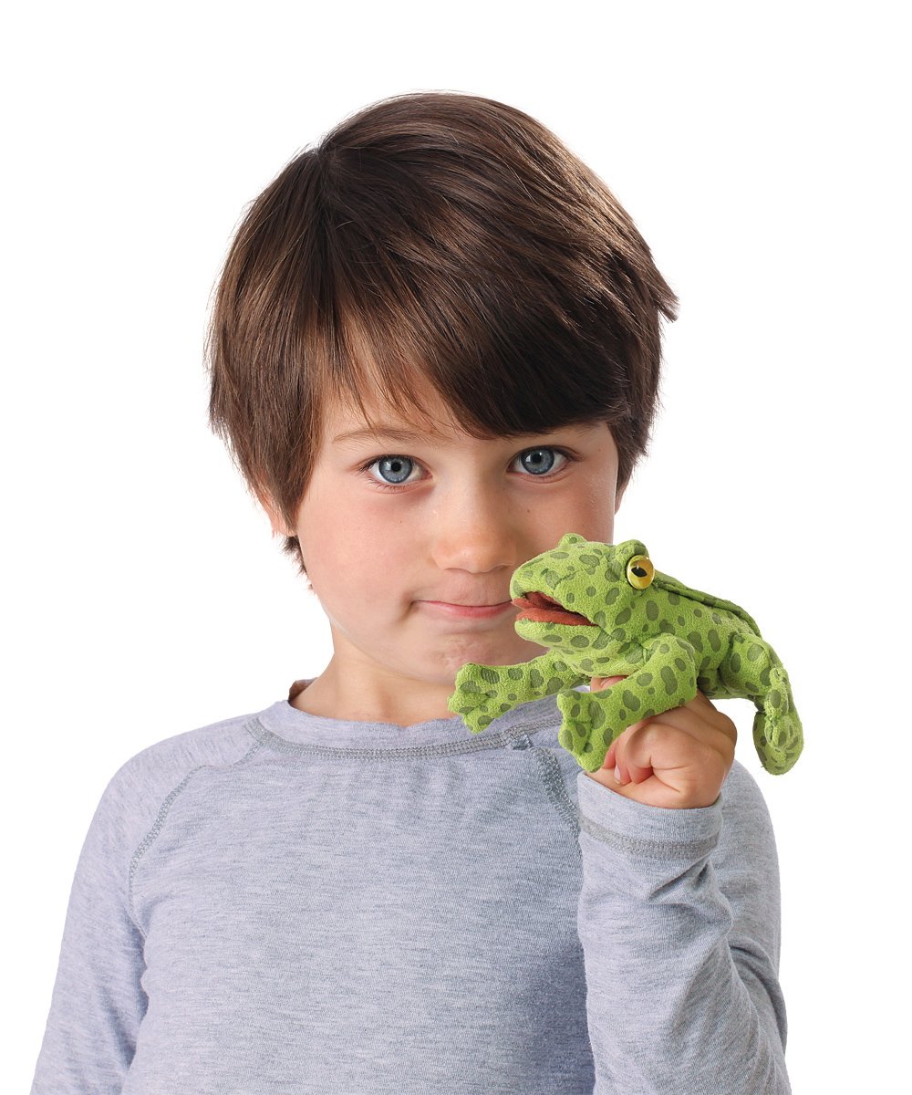 Folkmanis Mini Frog Finger Puppet Plush, Green, 1 EA