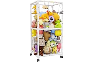 HAIDAIYA Extra Large Stuffed Animal Zoo Cage with Wheel, Stuffed Animal Storage Shelves Display, Plush Animal Storage Holder for Stuffed Animals, Playroom, Bedroom, Nursery, Kids Toy Storage Organizer