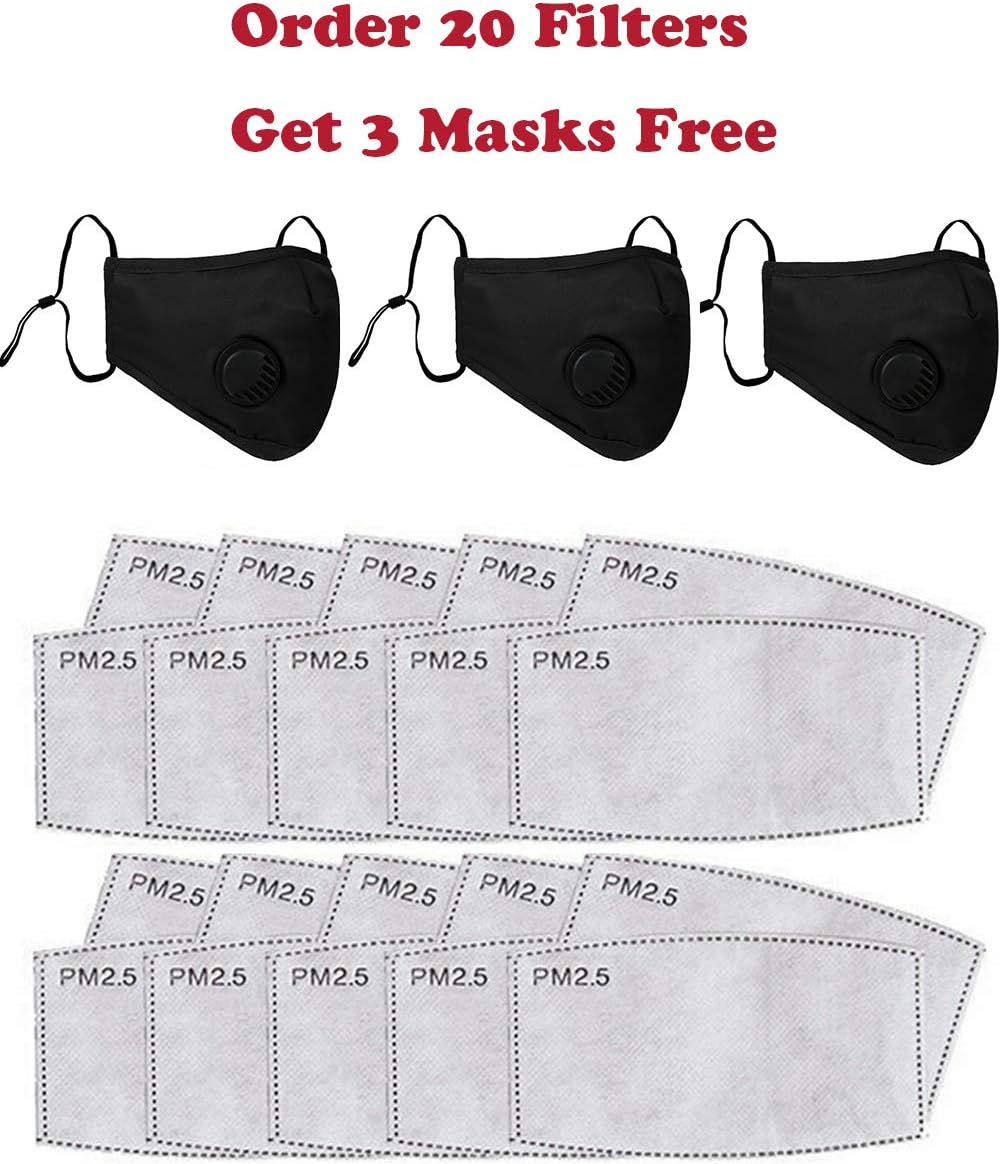 PM2.5 Activated Carbon Filter, Replaceable Anti Haze Filter Paper for Mask Anti Pollution Washable Cotton for Adult (20)