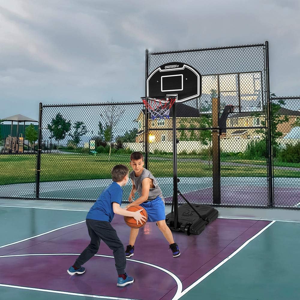 ONETWOFIT Teenagers Basketball System, Adjustable Height 44.5" - 80.7" （3.7ft - 6.7ft） Portable Impact Backboard Outdoor Basketball Hoop with 26.7" PE Backboard for Youth Kids/Junior OT132 : Sports & Outdoors
