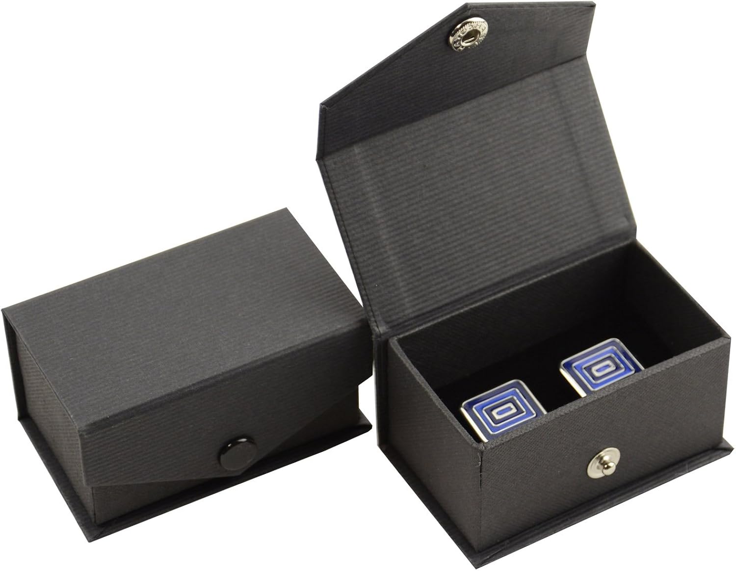 Cufflink Holder Black Press Stud Closure Cufflink Box Black Pad