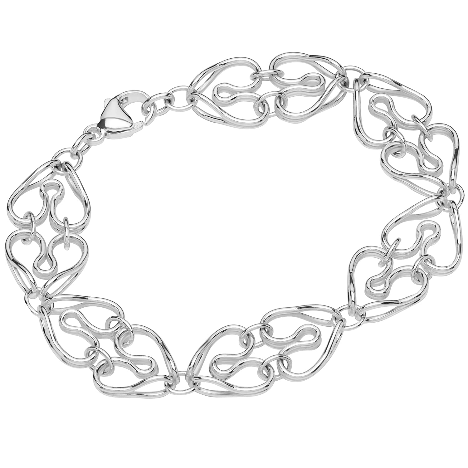 NKlaus bracelet 925 sterling silver 19cm designer chain ladies heart in heart bangle fine 12823