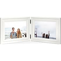 Double 5x7 Horizontal Combo, White Wood Picture Frame, 4.5x6.5 Opening Foldable Landscape View Photo Frame On Table-top Or Wall (13x18 Cm - View #3