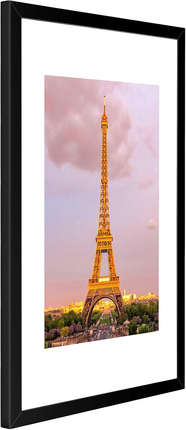 upsimples 11x14 Picture Frame Set of 3, Made of High Definition Glass for 8x10 with Mat or 11x14 Without Mat, Wall Mounting Photo Frame Black -