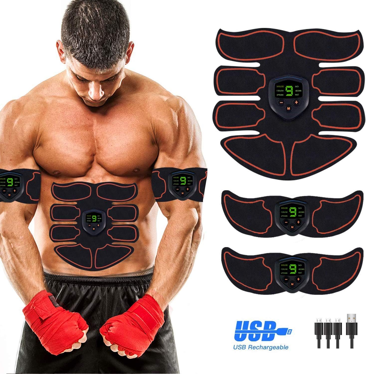 SHENGMI EMS Muscle Stimulator,Abs Trainer Abdominal Belt with LCD