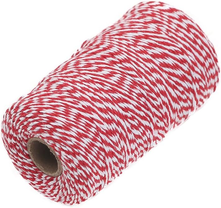 Tenn Well Red and White Twine, 656 Feet 200m Cotton Bakers Twine Perfect for Baking, Butchers, Crafts and Christmas Gift Wrapping : Office Products