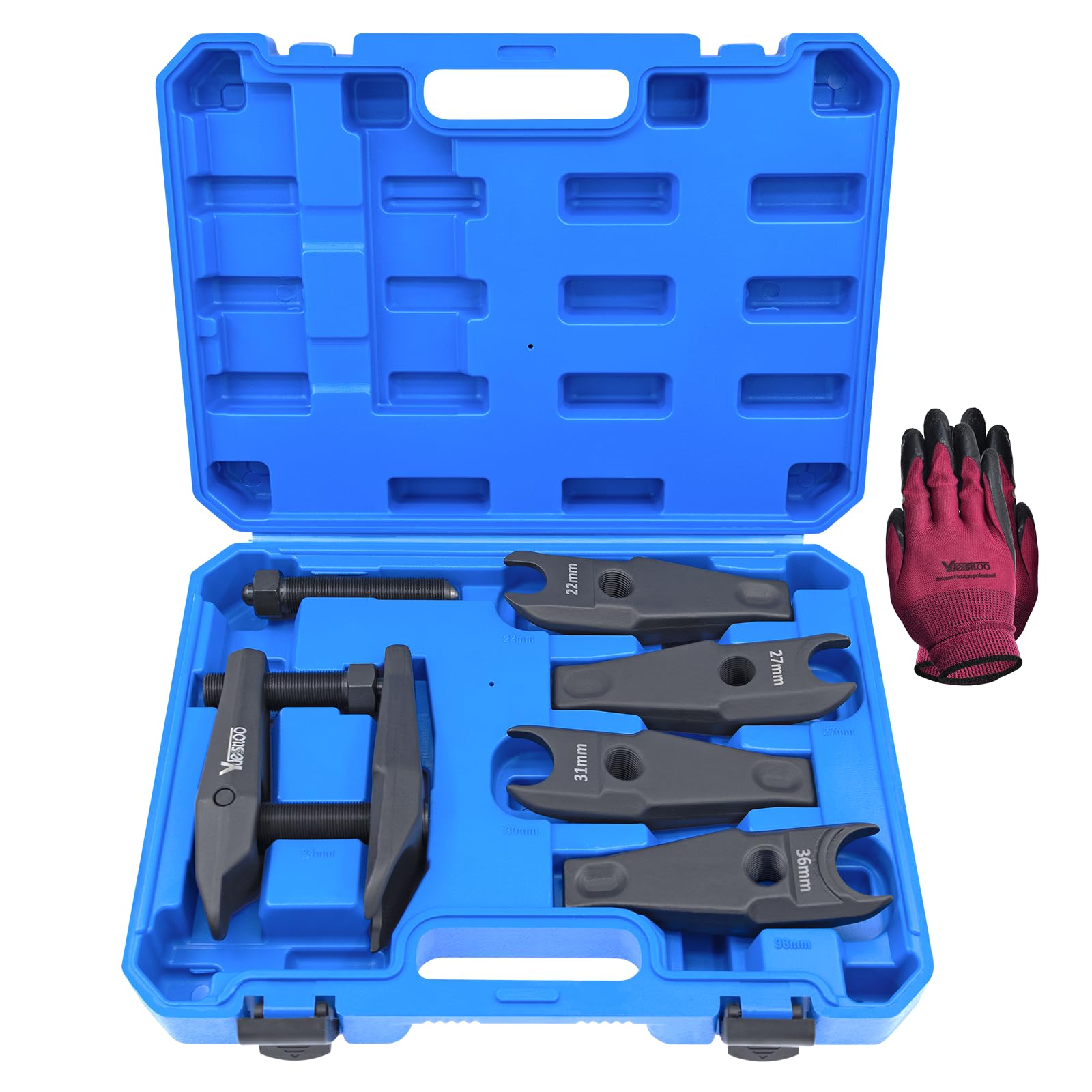 Photo 1 of Yuesstloo Ball Joint Separator Tool Kit, Compatible with BMW Benz Land Rover, Tie Rod Ends Remover Tool 22mm 24mm 27mm 31mm 36mm, with Carrying Case & Gloves