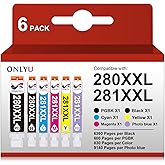 ONLYU Compatible Ink Cartridge Replacement for Canon 280 281 PGI-280XXL CLI-281XXL Ink 281 280 for Pixma TS9120 TS8120 TS8320 TS8220 TS8300 TS9120 TS 8100 Printer (6 Pack)