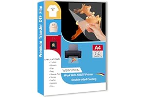 WEINYWCN DTF Transfer Film - A4 8.3''x11.7'' 50sheets Double-Sided Matte, Premium DTF Film for T-Shirts Textile, Epson Inkjet Printer