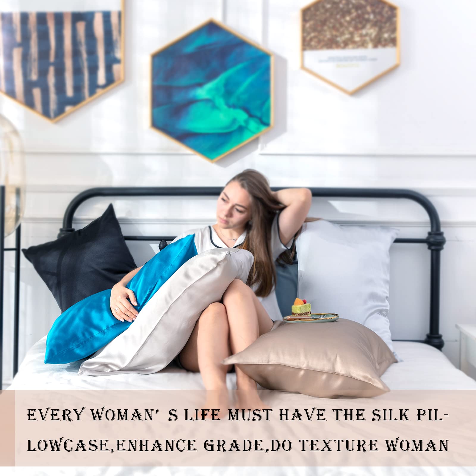 Mulberry Silk Pillowcase for Hair and Skin Standard Size 20"X 26" with Hidden Zipper Soft Breathable Smooth Cooling Pillow Covers for Sleeping(Haze Blue,1Pcs) - Image 7