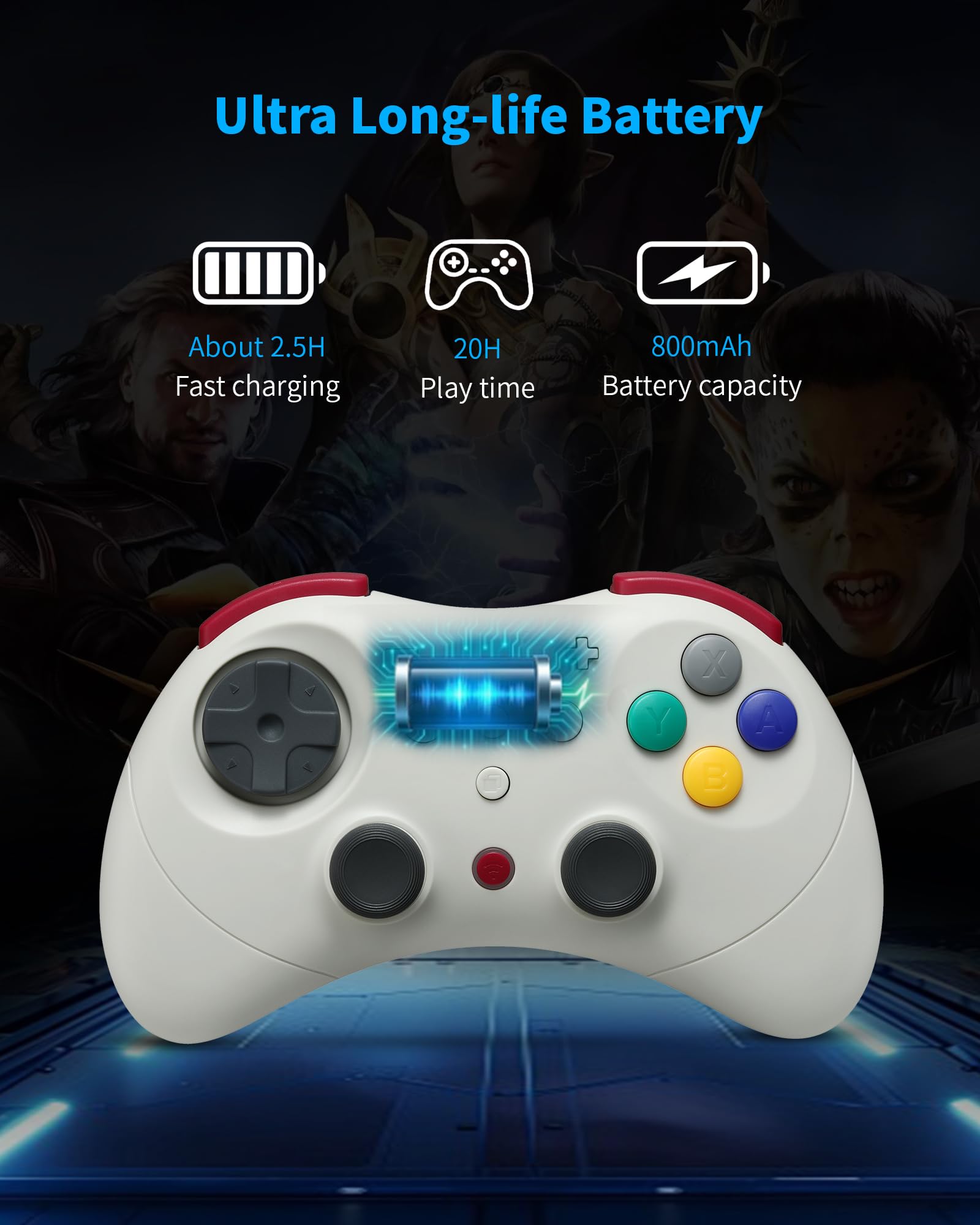 GuliKit Elves 2 Pro Wireless Controller für Switch/Switch 2/PC/Android/iOS, Bluetooth Controller mit Hall Effekt Joysticks, 1000Hz Abtastrate, Magnetischem Vibrator, Super Haptik, Rotary Rumble, Retro 7