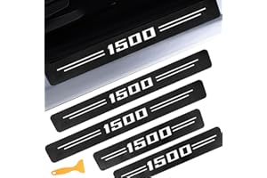 LINOAH Door Sill Protectors for RAM 1500, Carbon Fiber Leather Door Sill Sticker for Dodge RAM 1500, Interior Decoration, Pack of 4