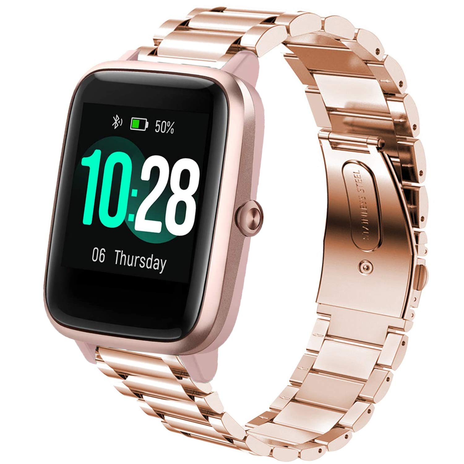 Compatible with ID205L Bands,ID205U and ID205S, Giaogor Stainless Steel Metal Replacement Straps Compatible for ID205L ID205U and ID205S Smart Watches (Rose Gold)