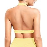 YEOREO Roxanie Women Halter Sports Bra Scoop Neck Removable Padded Open Back Yoga Workout Crop Tank Top