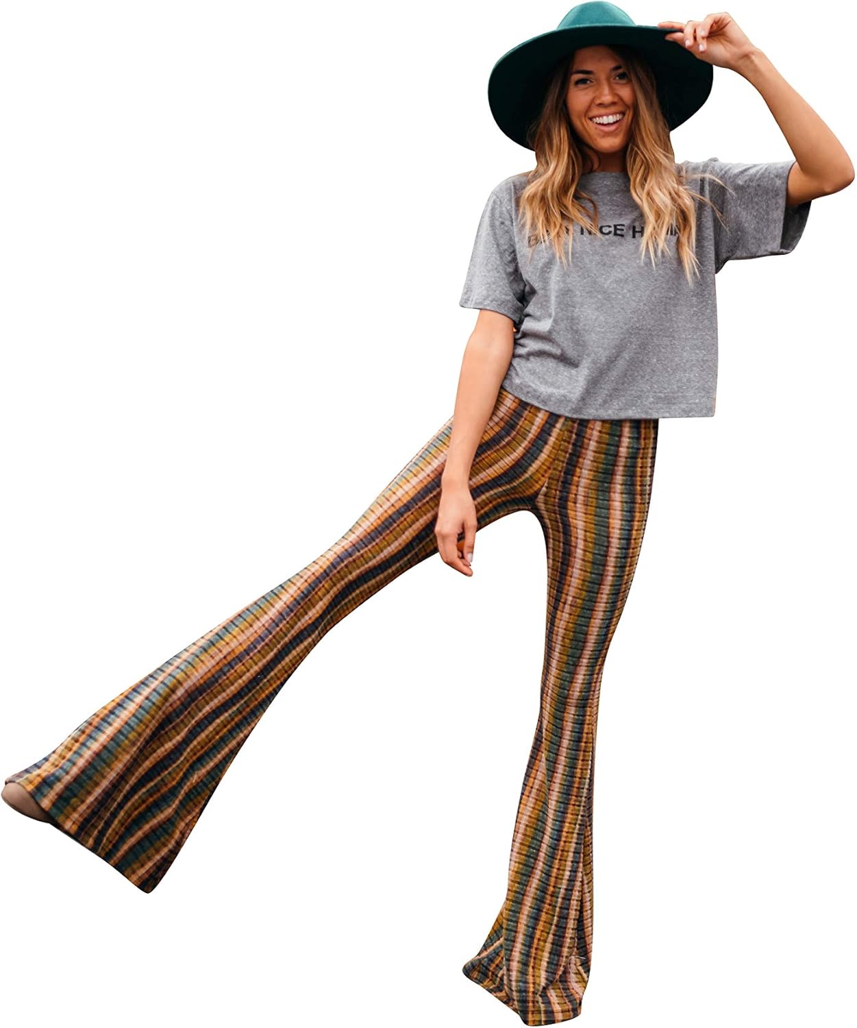 subdued flared pants