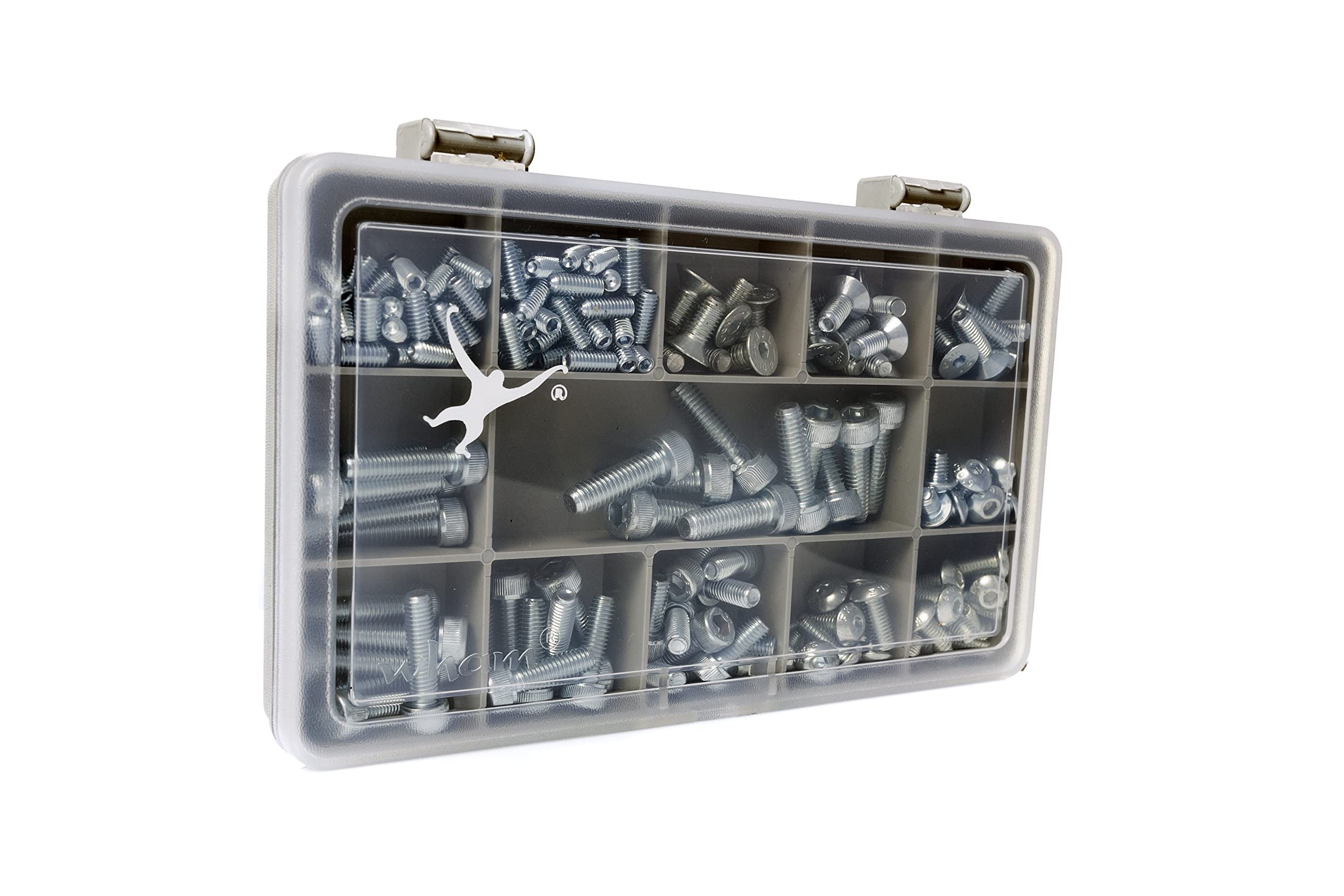 Monkeyjams' Shed Bike Bolt Kit -206 Assorted Allen Socket Screws for Bicycles- Zinc Plated High Tensile (Strength) Steel; Sturdy Recycled Compartment Box