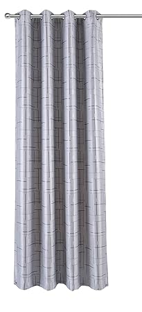 Haus und Deko Verdunkelungsvorhang 140x245 cm Ösen Vorhang blickdicht modern Gardine Silber-Grau Wildleder-Optik Blau gemuste