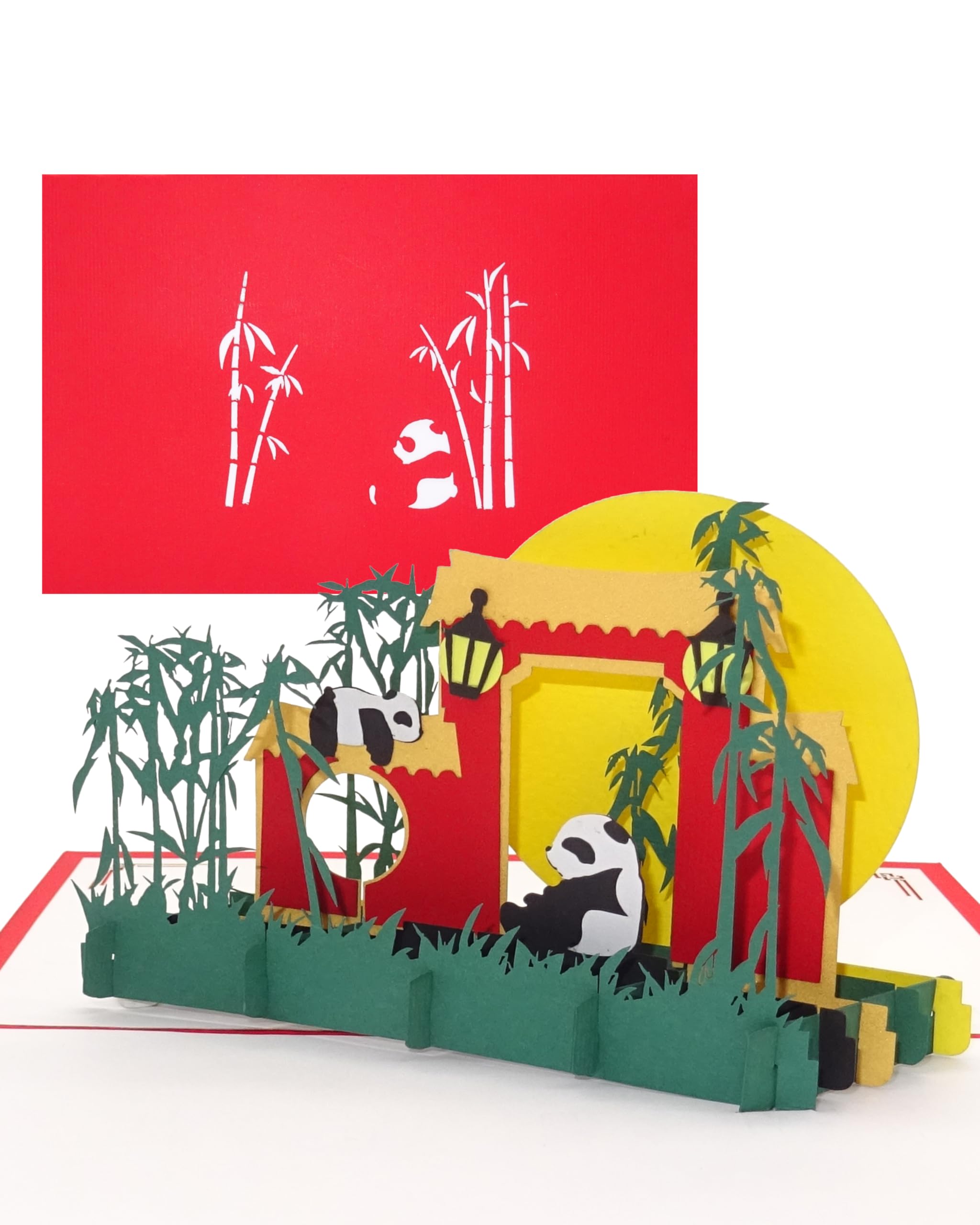 Panda Greeting Card - "Panda Bears & Bamboo" - 3D Pop Up Card with Pandas as Birthday Card, Invitation, Invitation Card, Berlin Zoo, China Souvenir, Gift & Gift Voucher