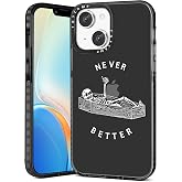 Toycamp for iPhone 14 Case with Ring Holder, Funny Lying Skeleton Skull Designed Cool Fun Shockproof Protective Designer Phone Cases for iPhone 14 for Women Girls Boys Teens