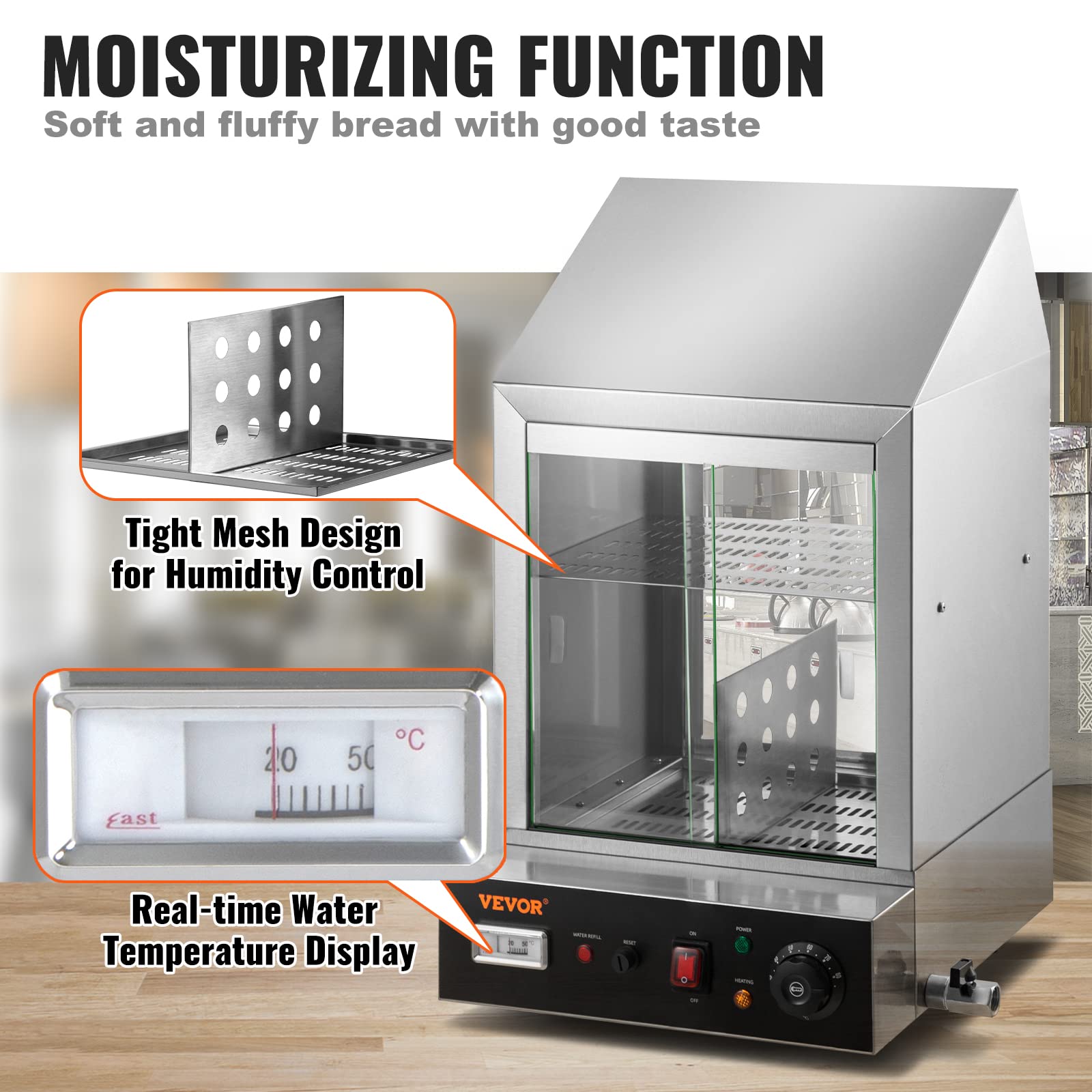 VEVOR Hot Dog Machine, 36 L, 2-Tier Hot Dog Steamer for 200 Hotdogs & 42 Buns, 1200W Electric Bun Warmer Cooker with Rotary Knob Temp Display
