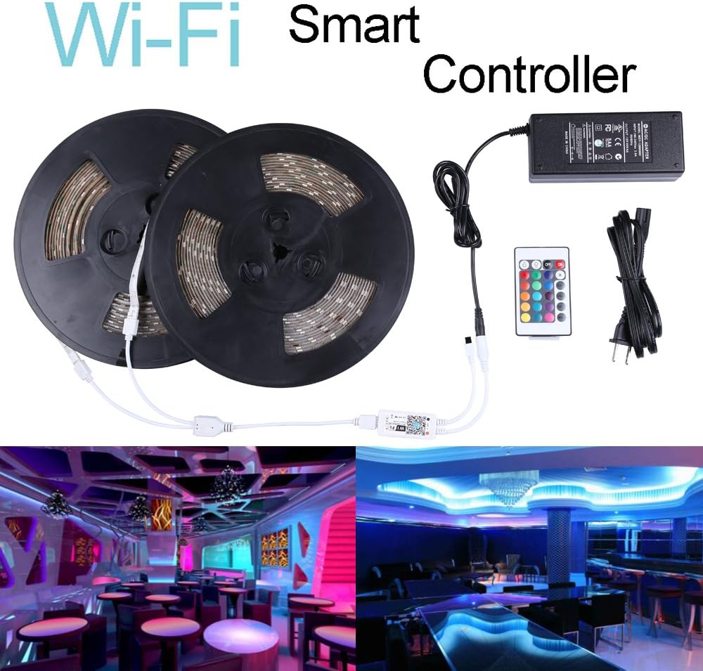 MIHEAL Led Light Strip, WiFi Wireless Smart Phone Controlled 65.6ft Waterproof Strip Light Kit White Band 5050 LED Lights,Working with Android and iOS System,IFTTT