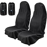 Universal Car Seat Cover Towel, Waterproof Washable Sweat Protection for Front Bucket Seats, Non-Slip Fit, Fits Cars SUVs Trucks, Ideal for Gym, Kids, Pets, Outdoor Sports, Travel (Black, 2 Pack)