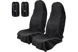 TESFEEL Universal Car Seat Cover Towel, Waterproof Washable Sweat Protection for Front Bucket Seats, Non-Slip Fit, Fits Cars SUVs Trucks, Ideal for Gym, Kids, Pets, Outdoor Sports, Travel (Black, 2 Pack)