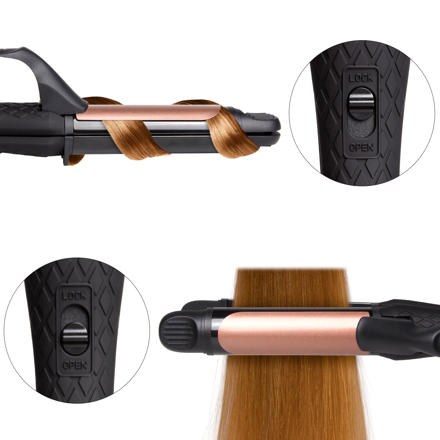 Dual Voltage Curling Iron, 2-in-1 Travel Curling Iron, 1 inch Dual Voltage Hair Straightener, European Travel for Women (Black)